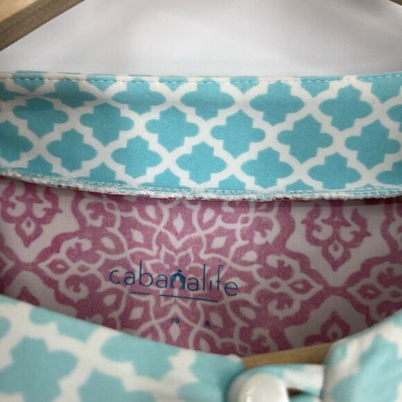 Cabana Life Dress Size Small Womens Red White Geo Print UPF50 Stretch Knit Shift - Picture 5 of 9